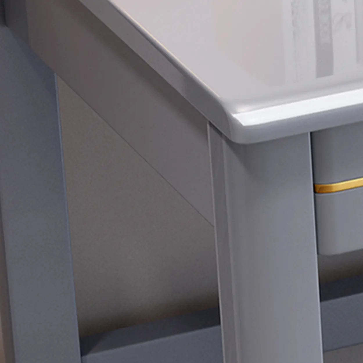 Rubberwood Drawer H-Shape Computer Desk — Walnut / Table Only