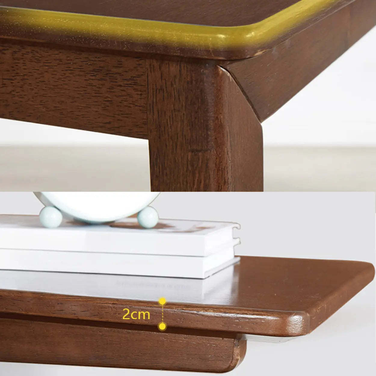Rectangular Rubberwood Swivel Side Table with Wheels