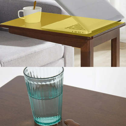 Rectangular Rubberwood Swivel Side Table with Wheels