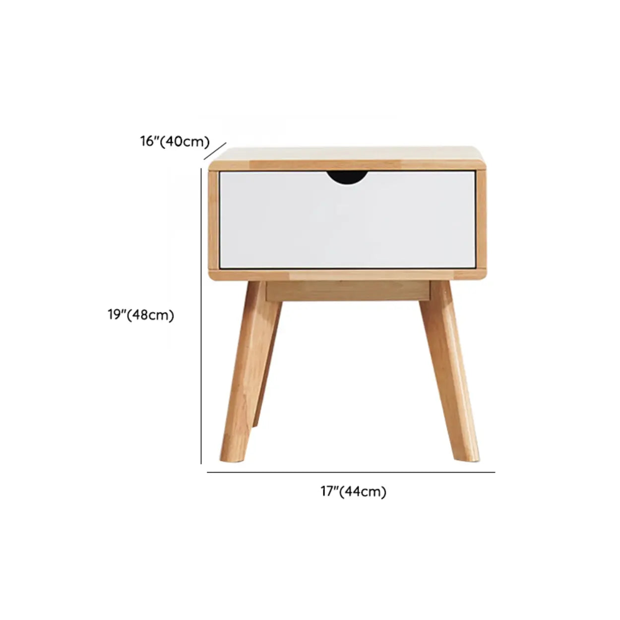 Rectangular White Rubberwood 2-Drawer Nightstand
