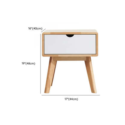 Rectangular White Rubberwood 2-Drawer Nightstand