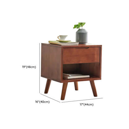 Rectangular White Rubberwood 2-Drawer Nightstand