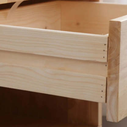 Rectangular White Rubberwood 2-Drawer Nightstand — Red Wood / Tilted Leg / 1