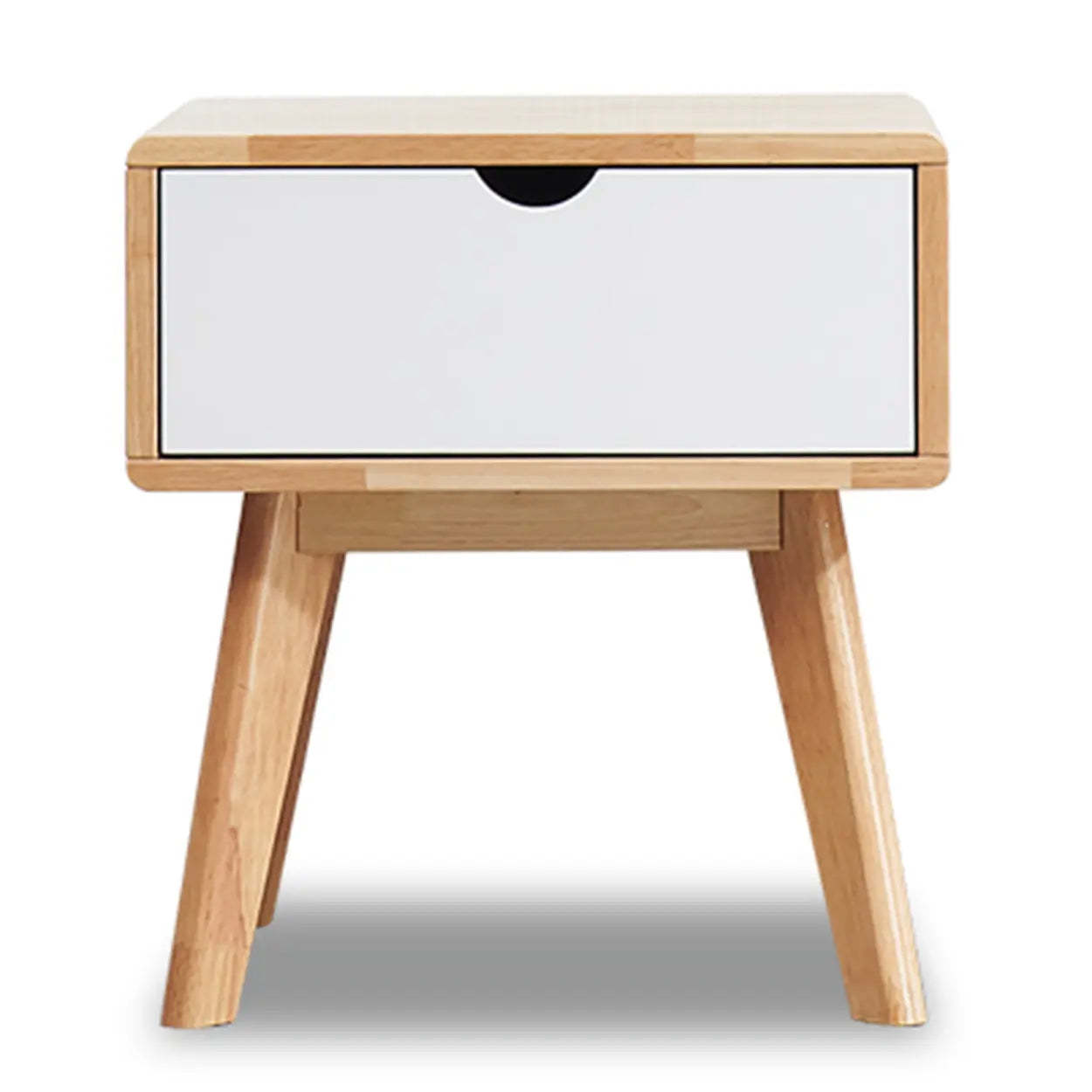 Rectangular White Rubberwood 2-Drawer Nightstand