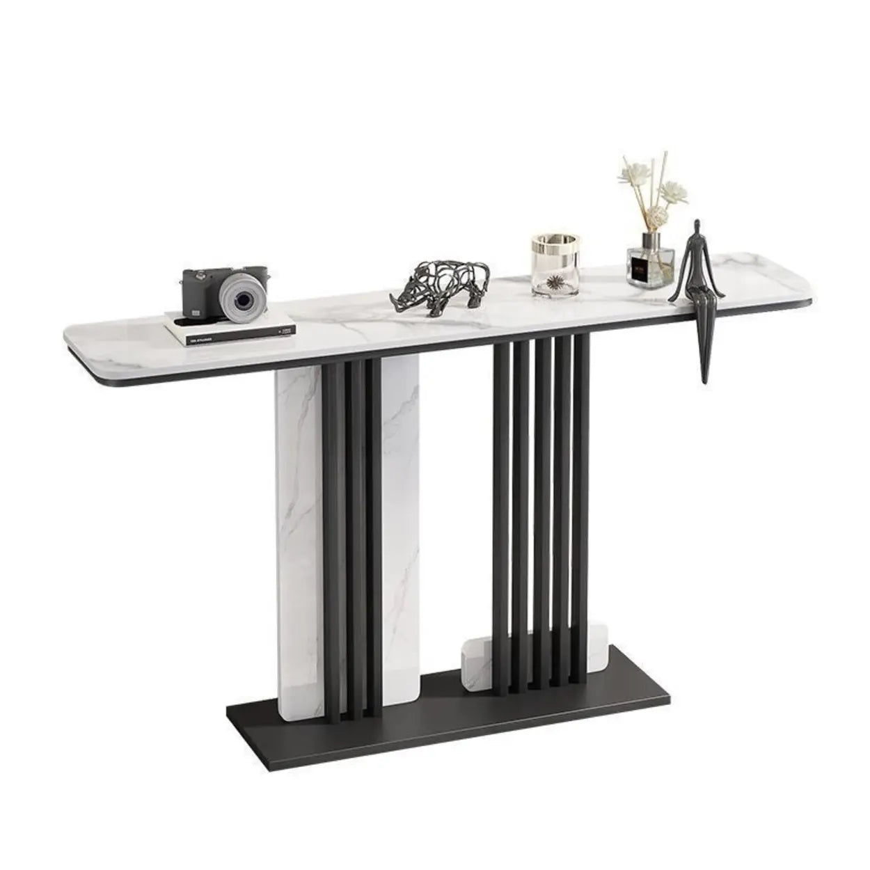Sintered Stone Black Entryway Console Table — Black
