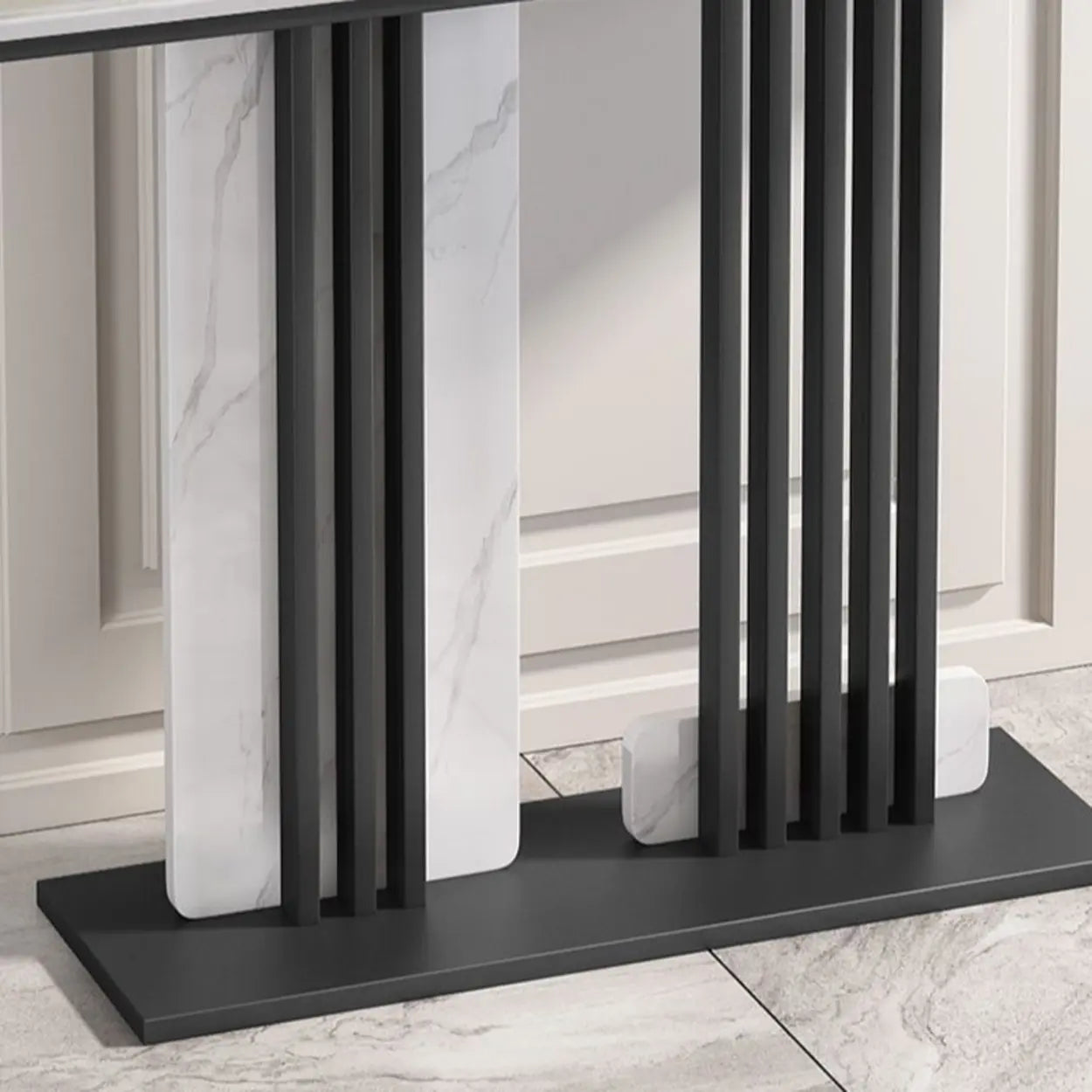 Sintered Stone Black Entryway Console Table — Gold
