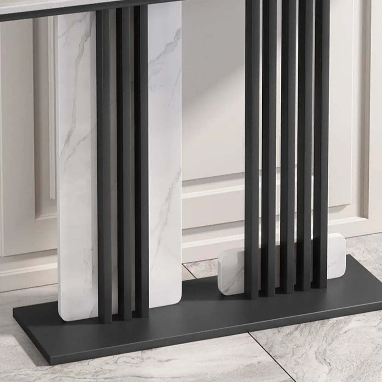 Sintered Stone Black Entryway Console Table — Gold
