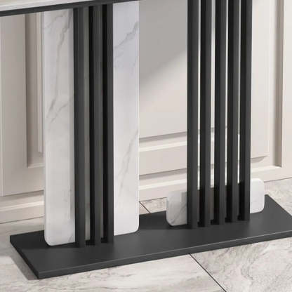 Sintered Stone Black Entryway Console Table — Gold