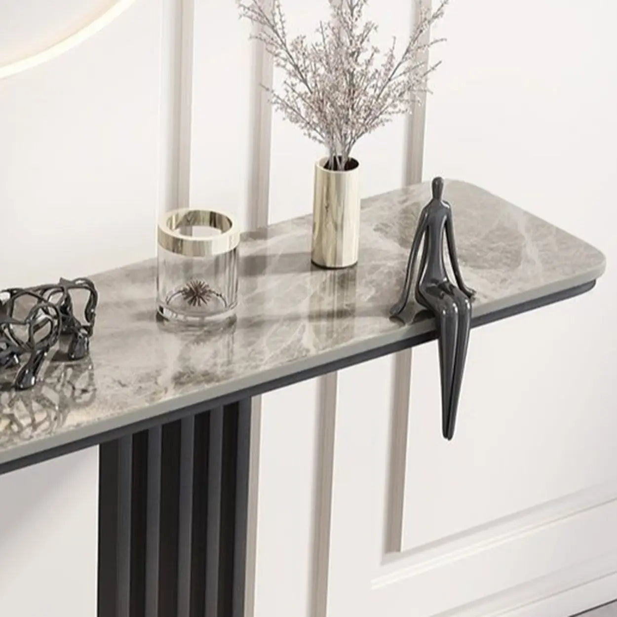 Sintered Stone Black Entryway Console Table — Black
