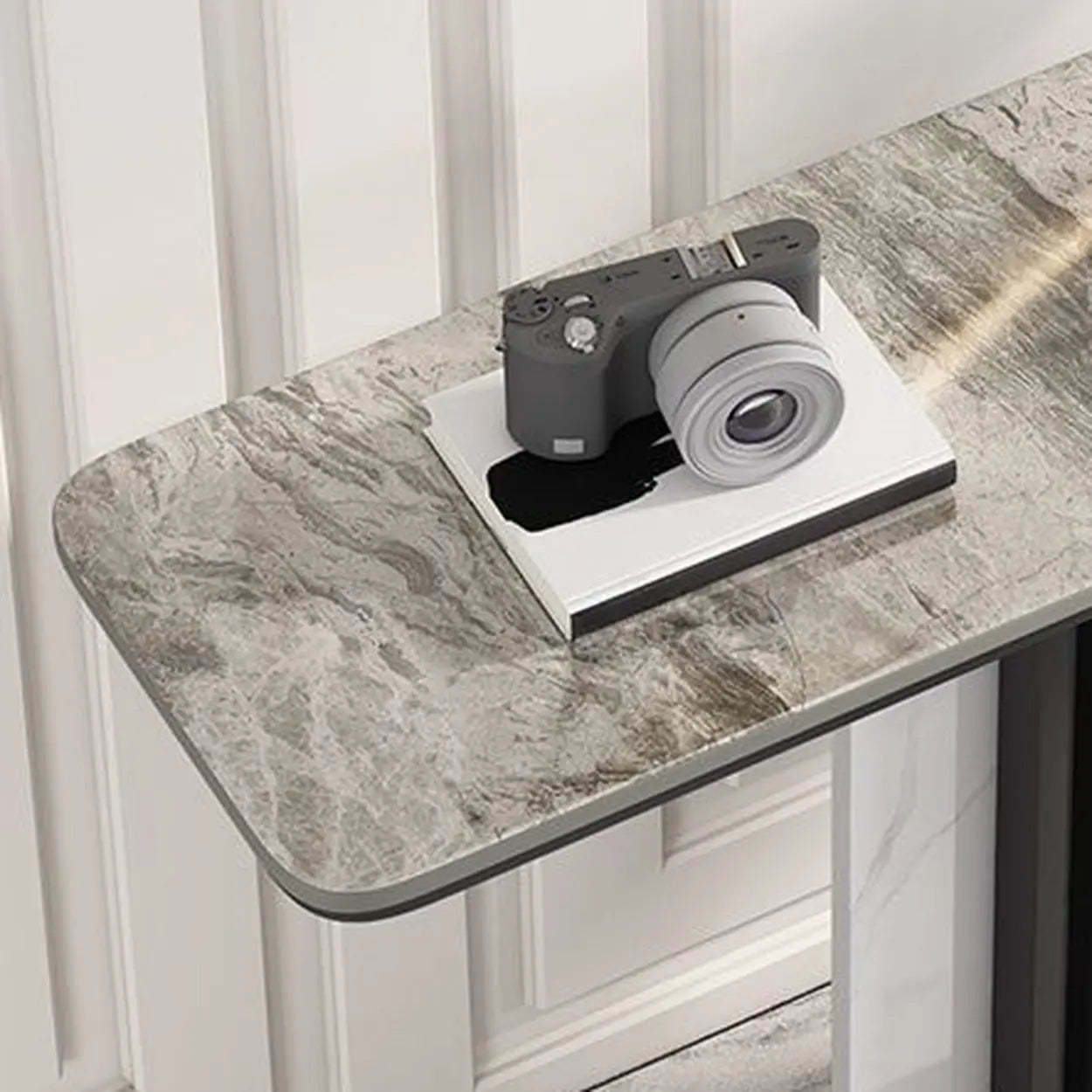 Sintered Stone Black Entryway Console Table — Black