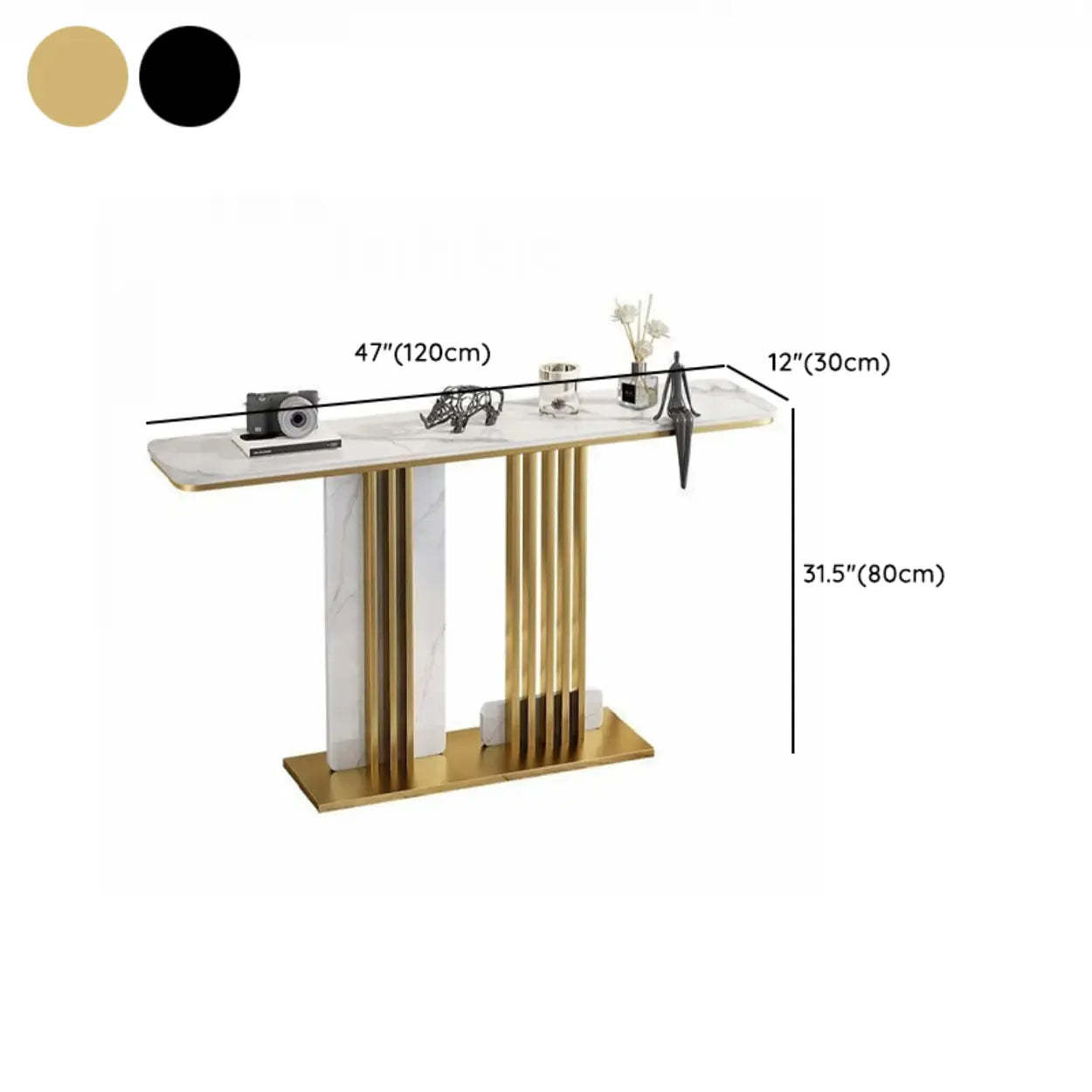 Sintered Stone Black Entryway Console Table