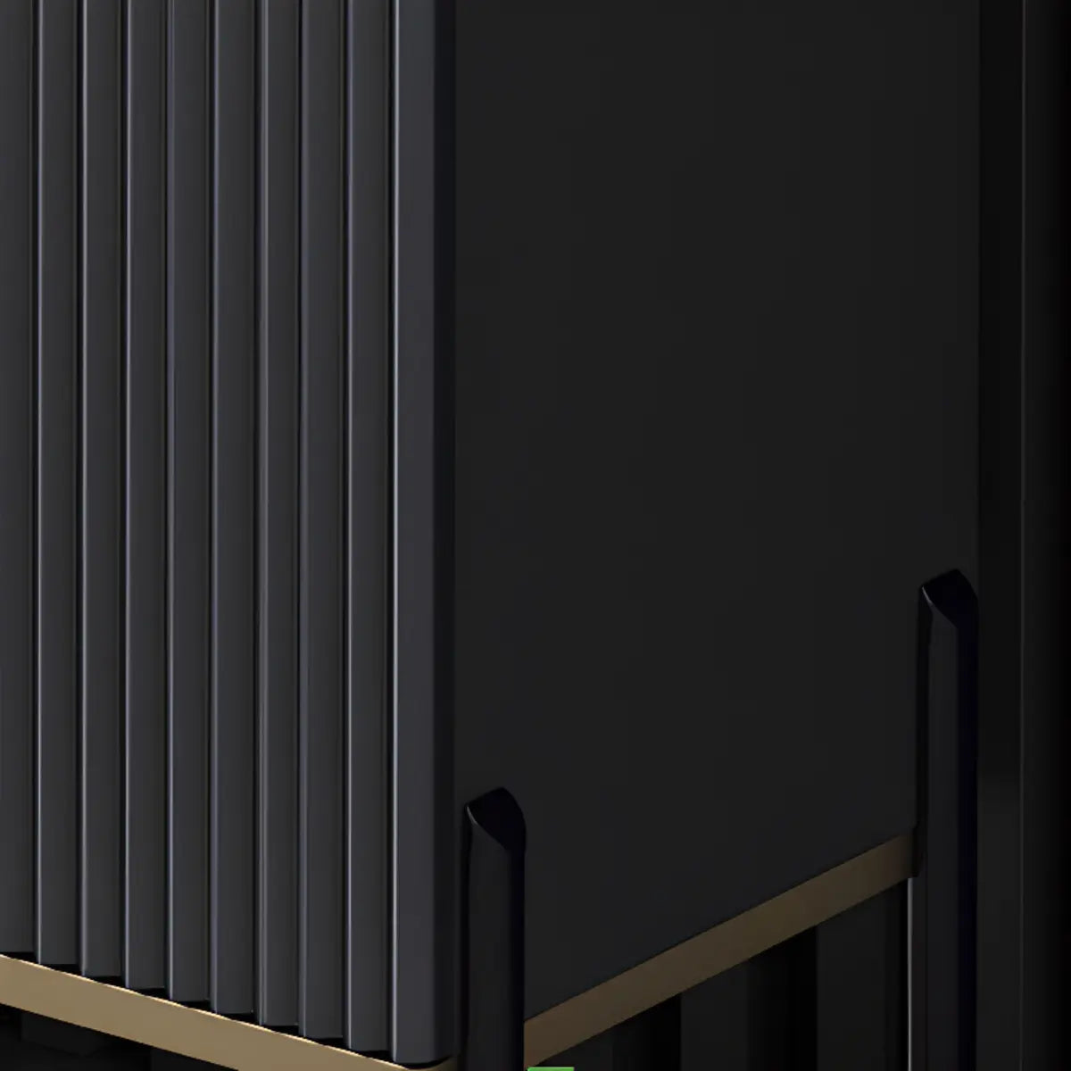 Rectangular Stone Top Black Cabinet Sideboard — Grey