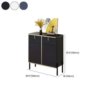 Rectangular Stone Top Black Cabinet Sideboard — Grey