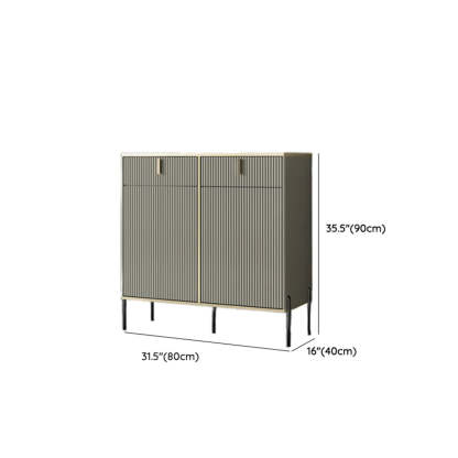 Rectangular Stone Top Black Cabinet Sideboard