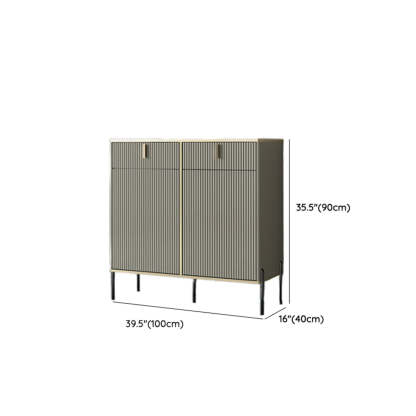 Rectangular Stone Top Black Cabinet Sideboard