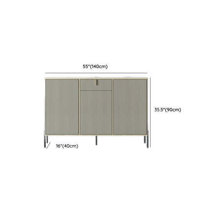 Rectangular Stone Top Black Cabinet Sideboard