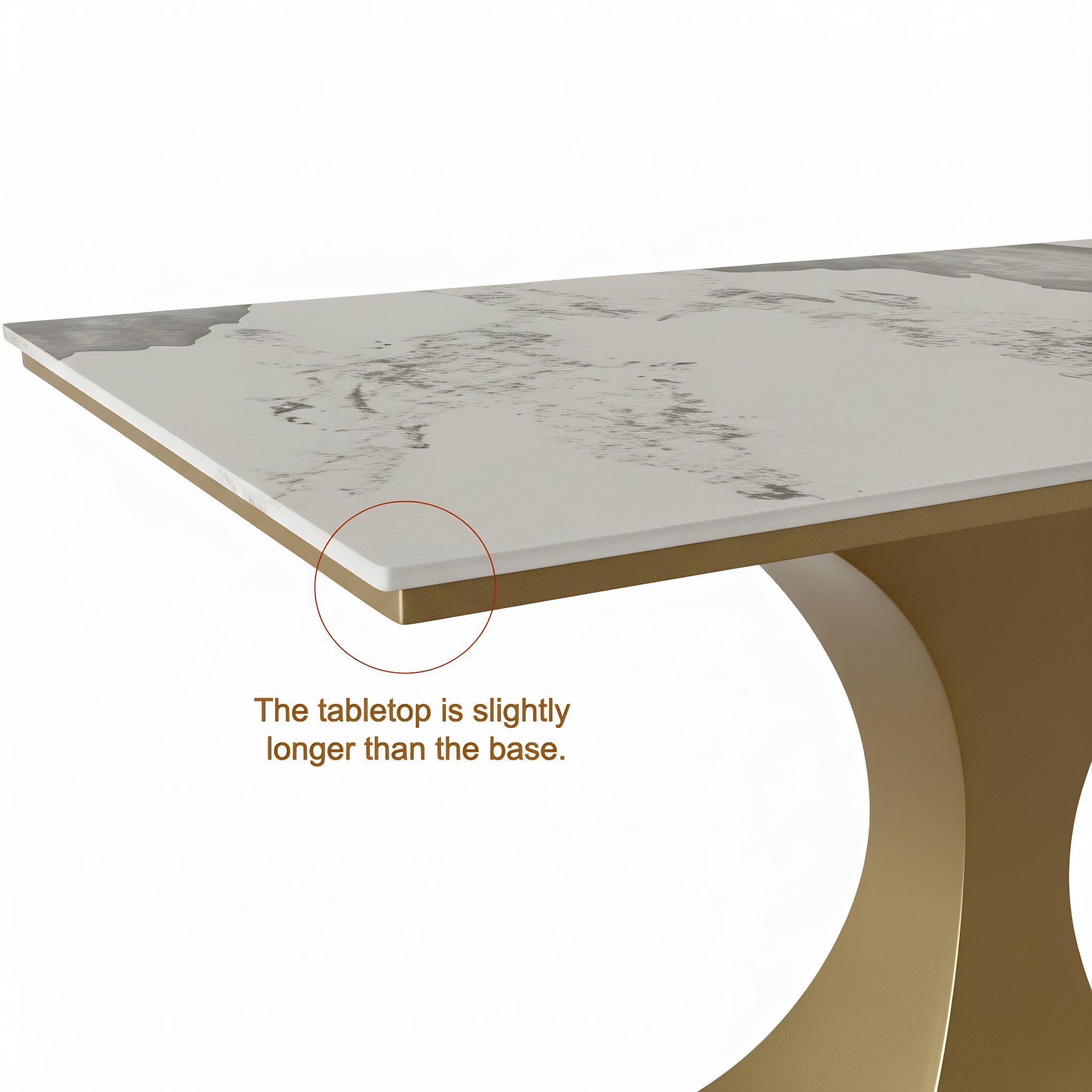 Rectangular Stone-Top Curved Console Table