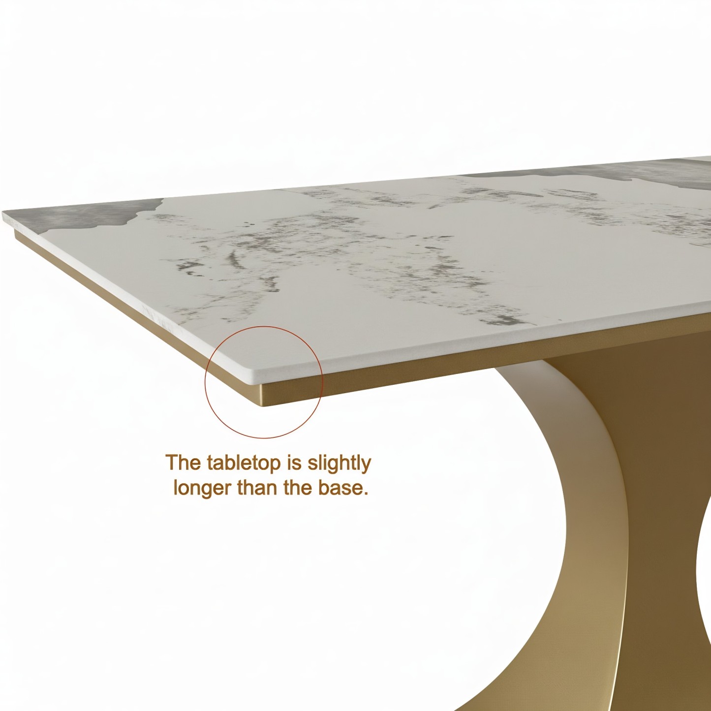 Rectangular Stone-Top Curved Console Table