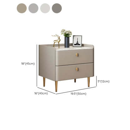 Rectangular White Stone Top 2-Tier Nightstand