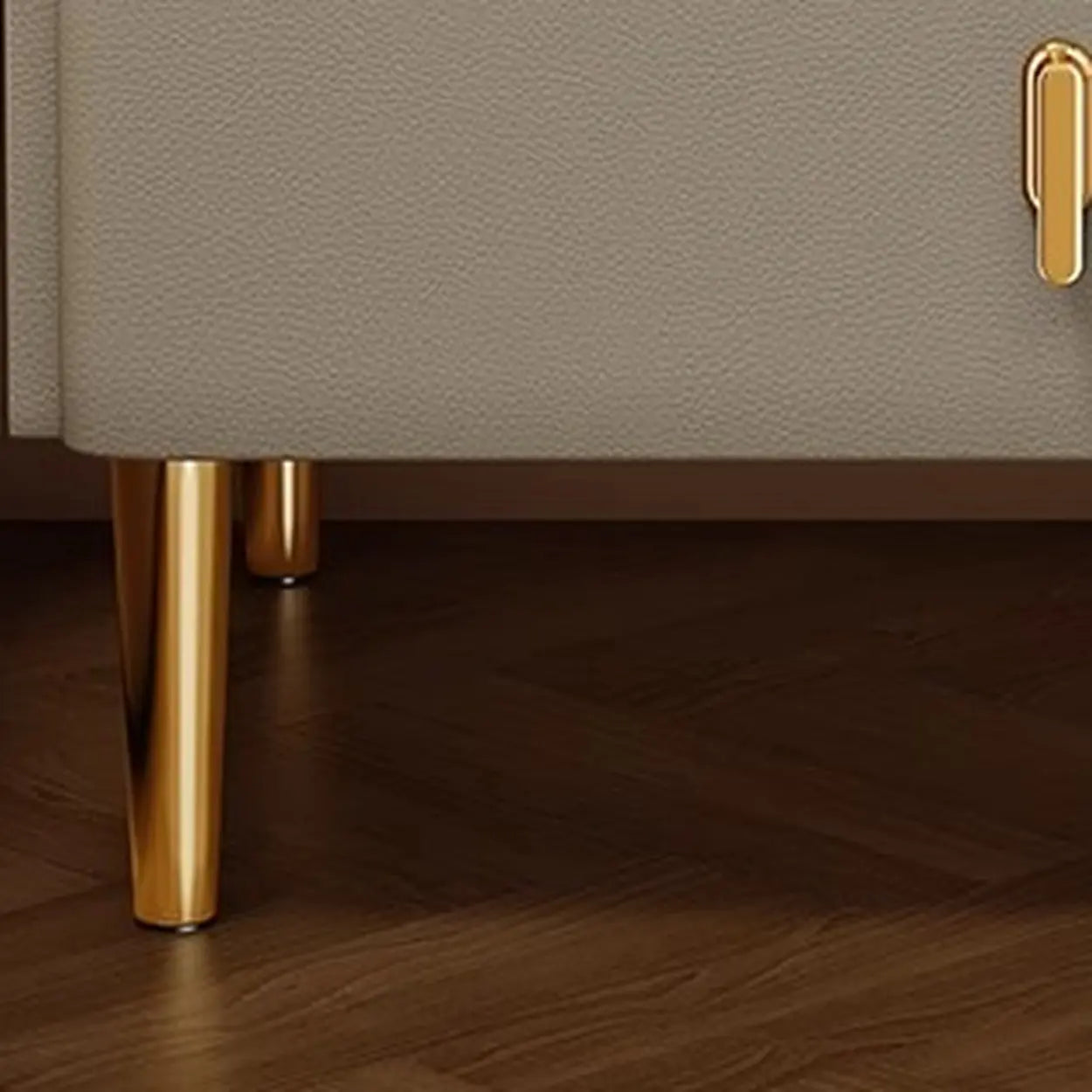 Rectangular White Stone Top 2-Tier Nightstand — Off-White