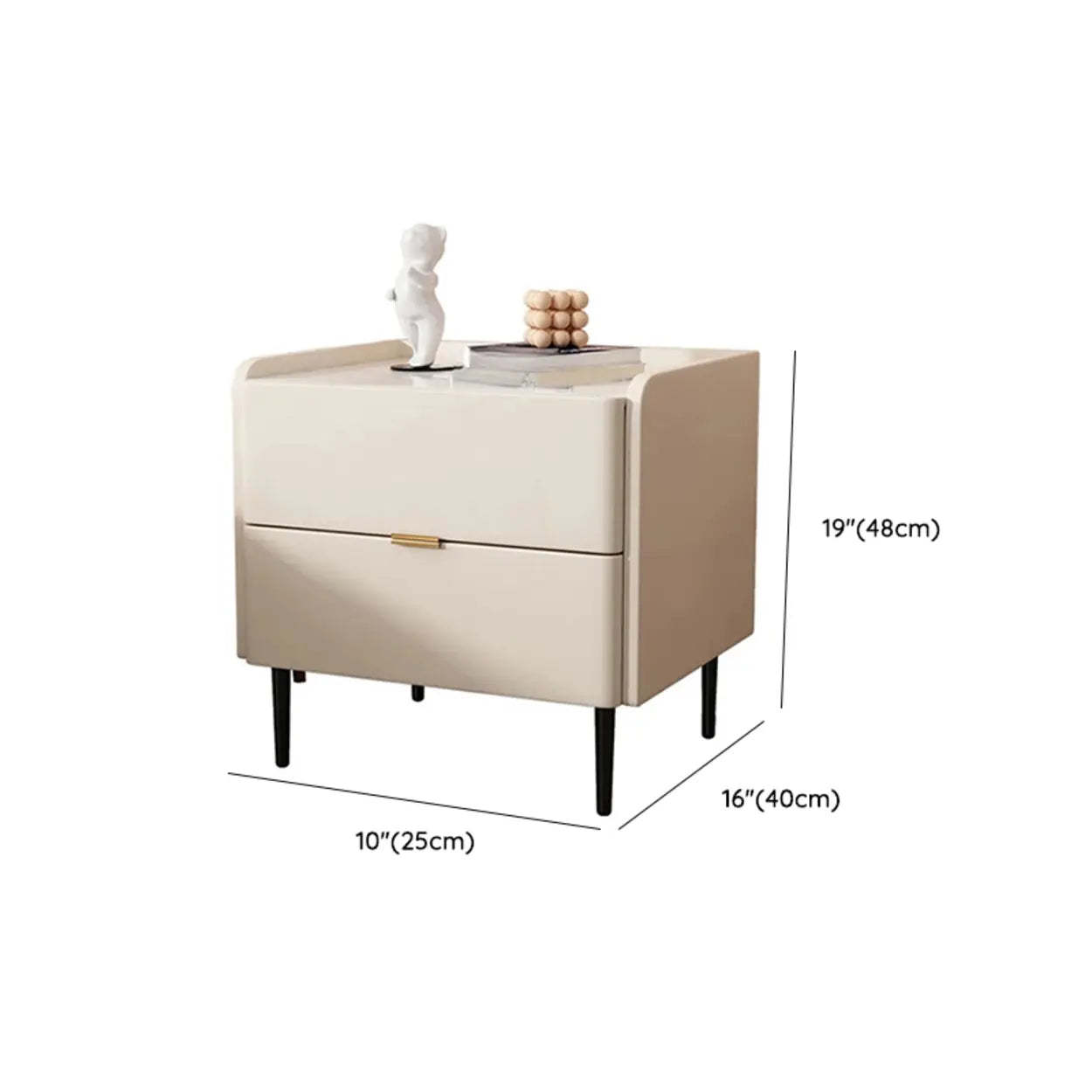 Beige Rectangular Stone Drawer Nightstand