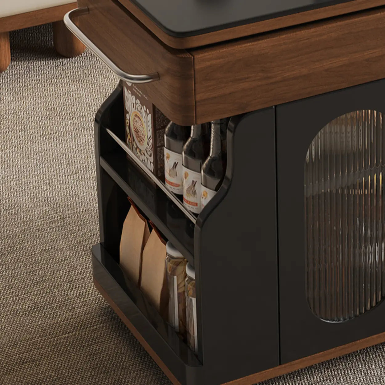 Rectangular Swivel Cream Wood Adjustable End Table