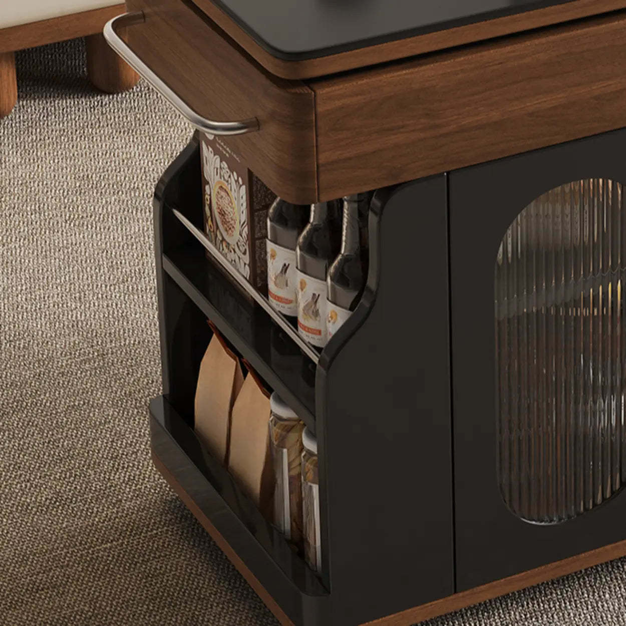 Rectangular Swivel Cream Wood Adjustable End Table