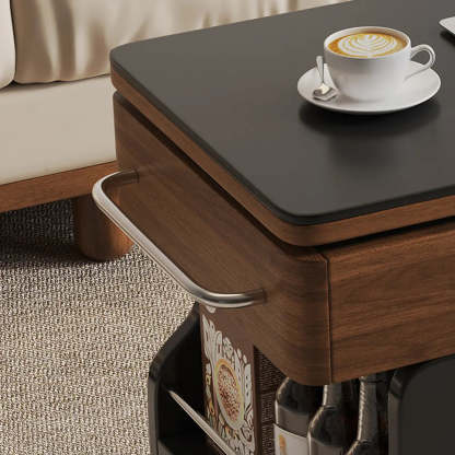 Rectangular Swivel Cream Wood Adjustable End Table
