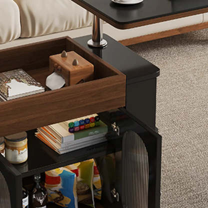 Rectangular Swivel Cream Wood Adjustable End Table