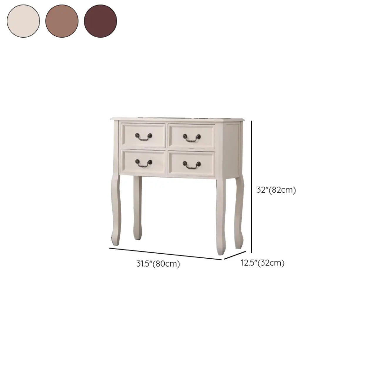 Rectangular Dark Walnut Timber Console Table with Drawers