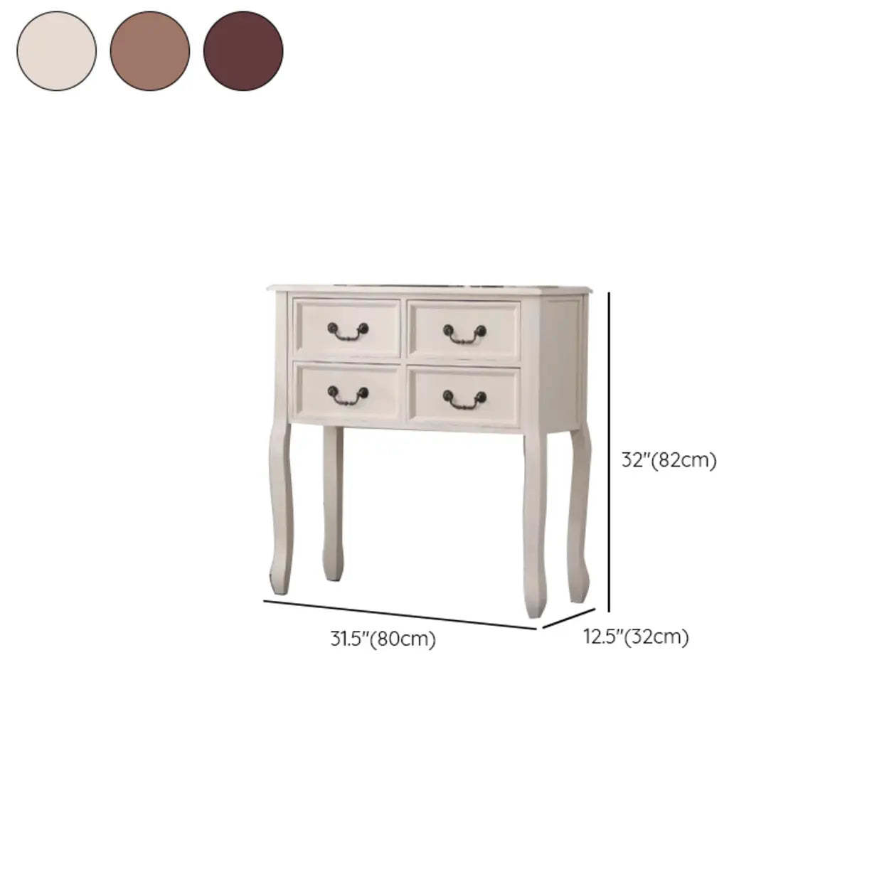 Rectangular Dark Walnut Timber Console Table with Drawers