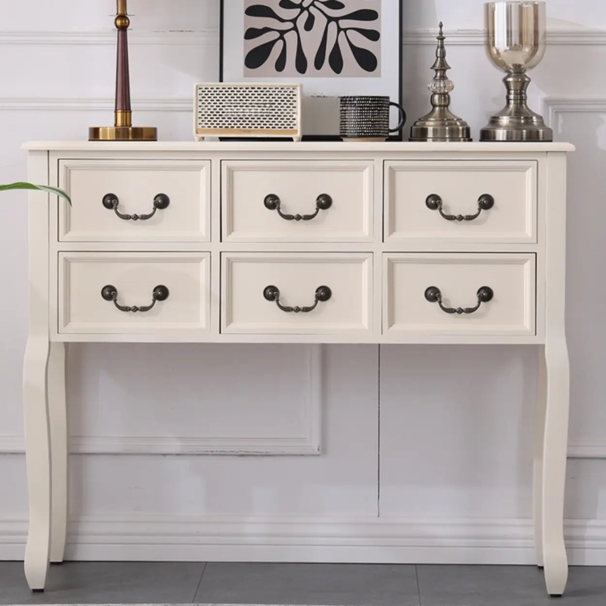 Rectangular Dark Walnut Timber Console Table with Drawers — Dark Walnut
