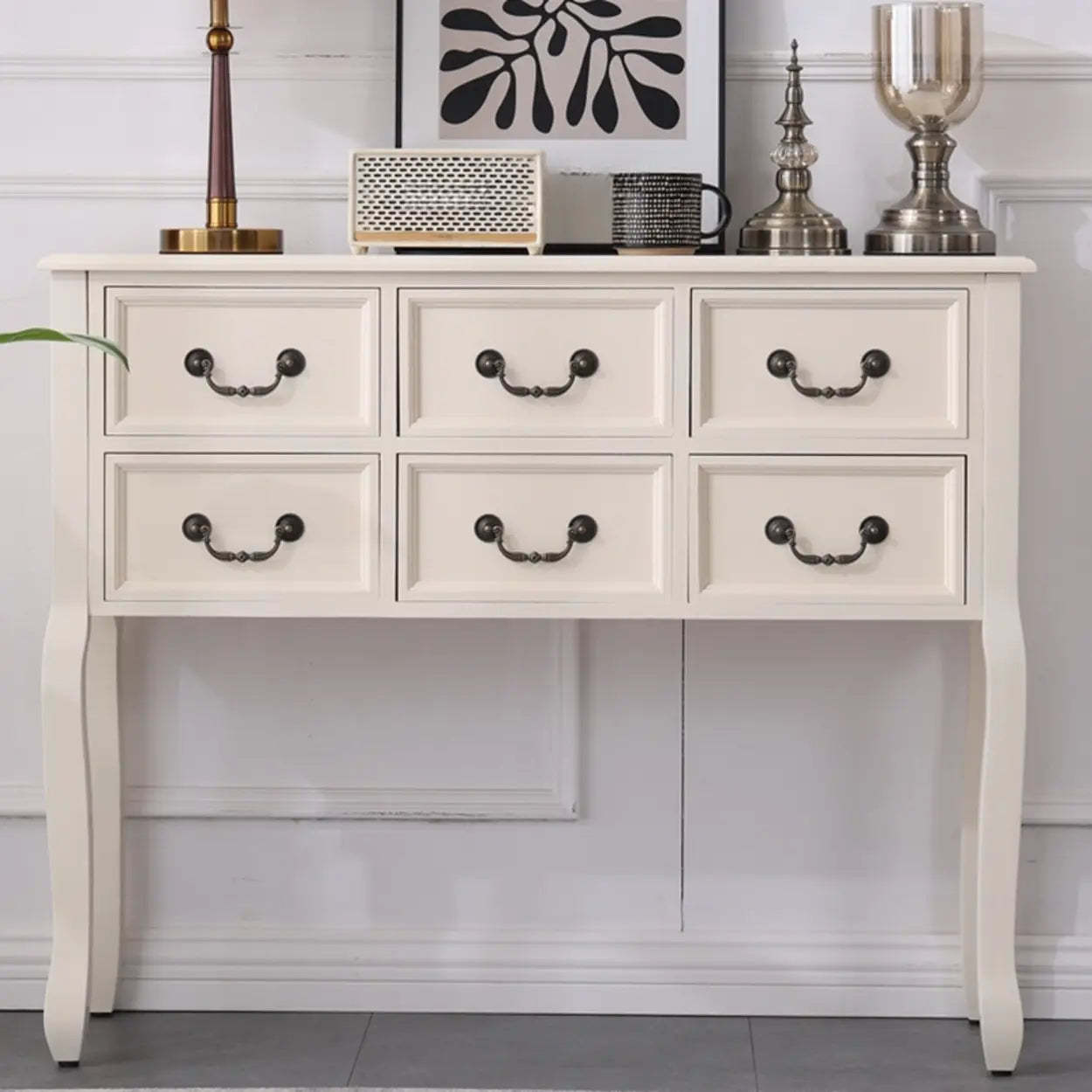 Rectangular Dark Walnut Timber Console Table with Drawers — Dark Walnut