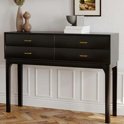 Rectangular Walnut Console Table with Drawers — Walnut
