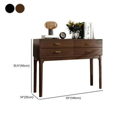 Rectangular Walnut Console Table with Drawers