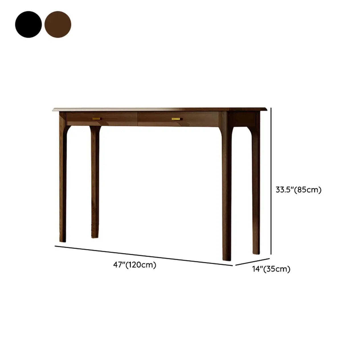 Rectangular Walnut Console Table with Drawers