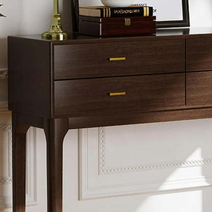 Rectangular Walnut Console Table with Drawers — Walnut