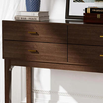 Rectangular Walnut Console Table with Drawers — Walnut