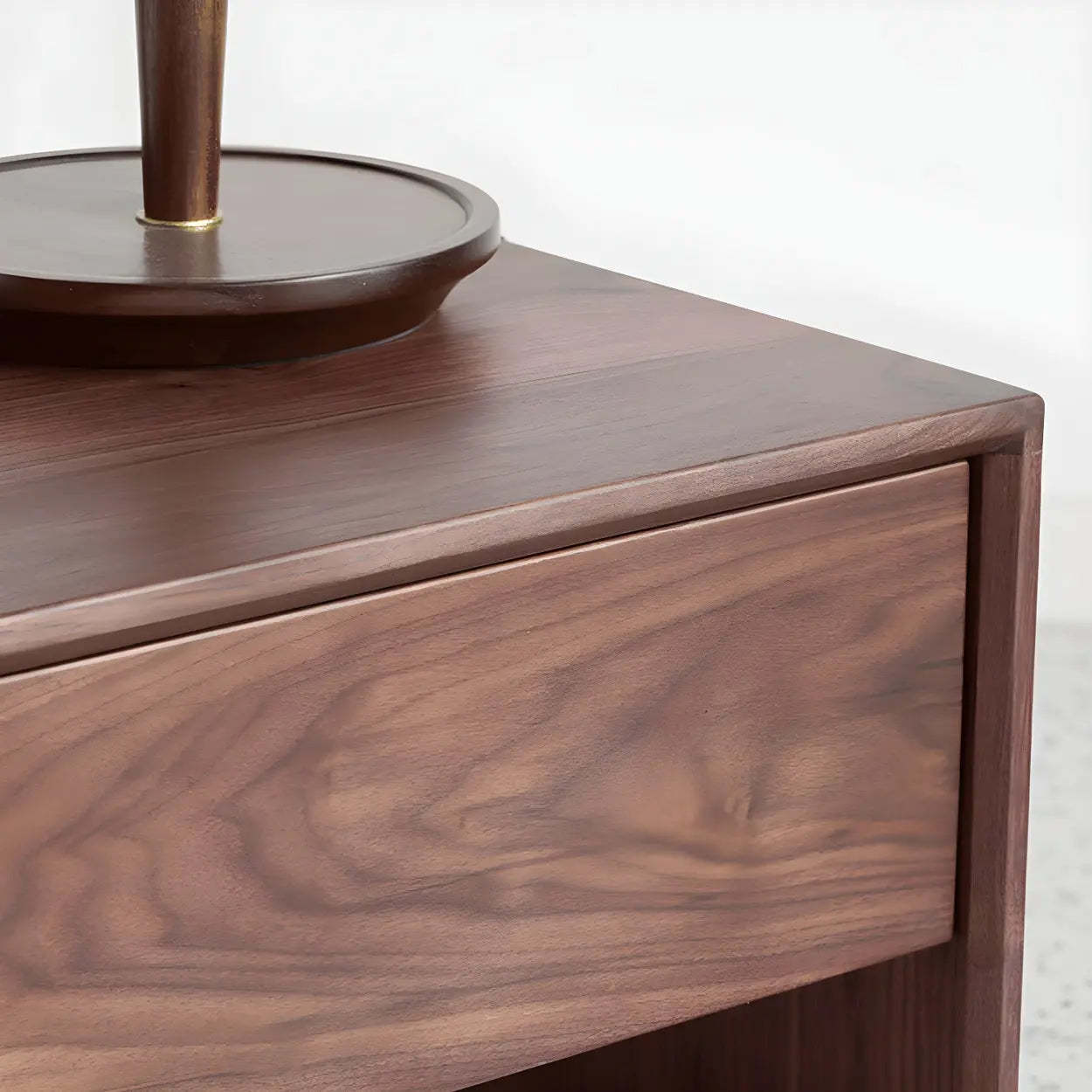 Rectangular Walnut Wood Open Nightstand — Natural Finish / 2 Piece Set