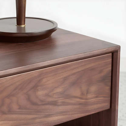 Rectangular Walnut Wood Open Nightstand — Natural Finish / 2 Piece Set