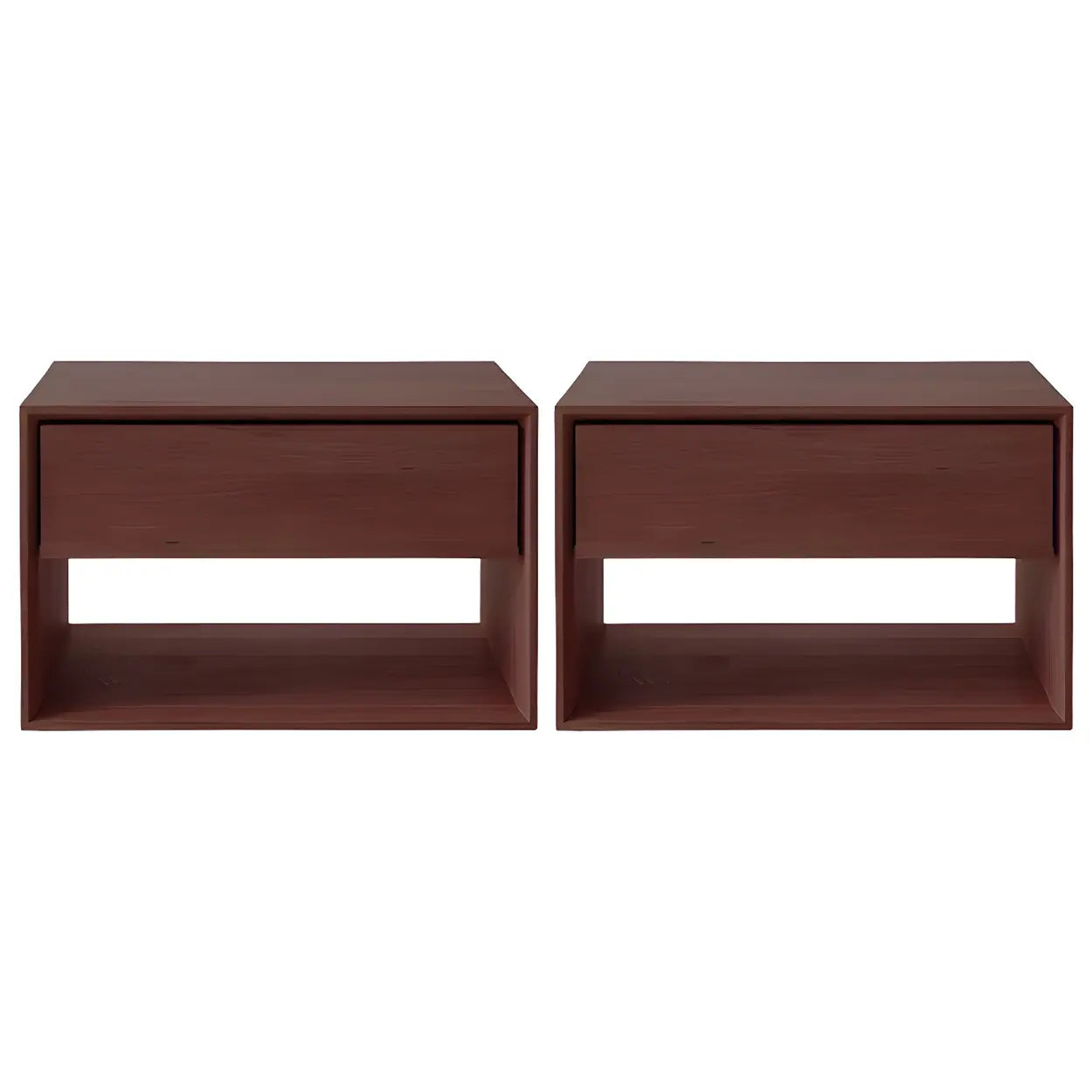 Rectangular Walnut Wood Open Nightstand — Walnut / 1 Piece