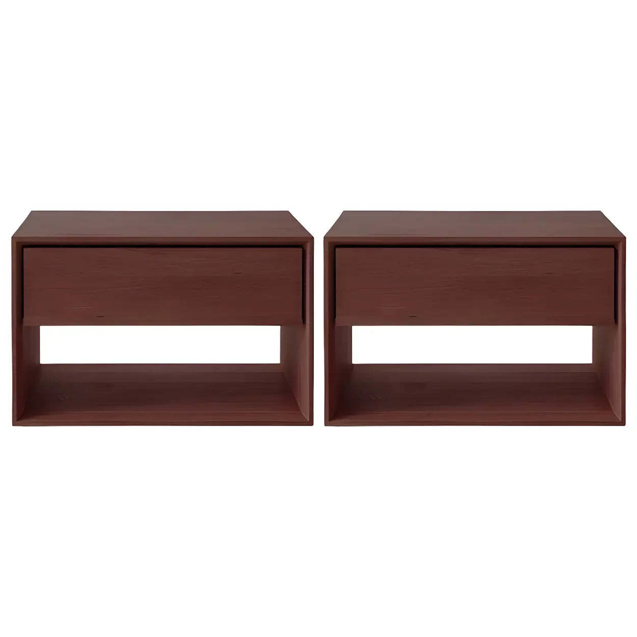 Rectangular Walnut Wood Open Nightstand — Walnut / 1 Piece