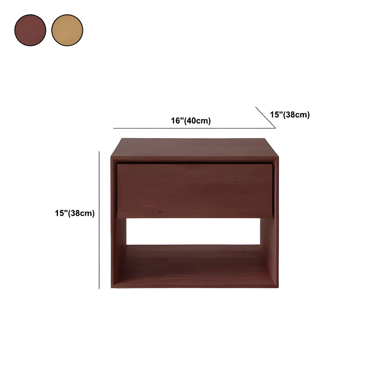 Rectangular Walnut Wood Open Nightstand