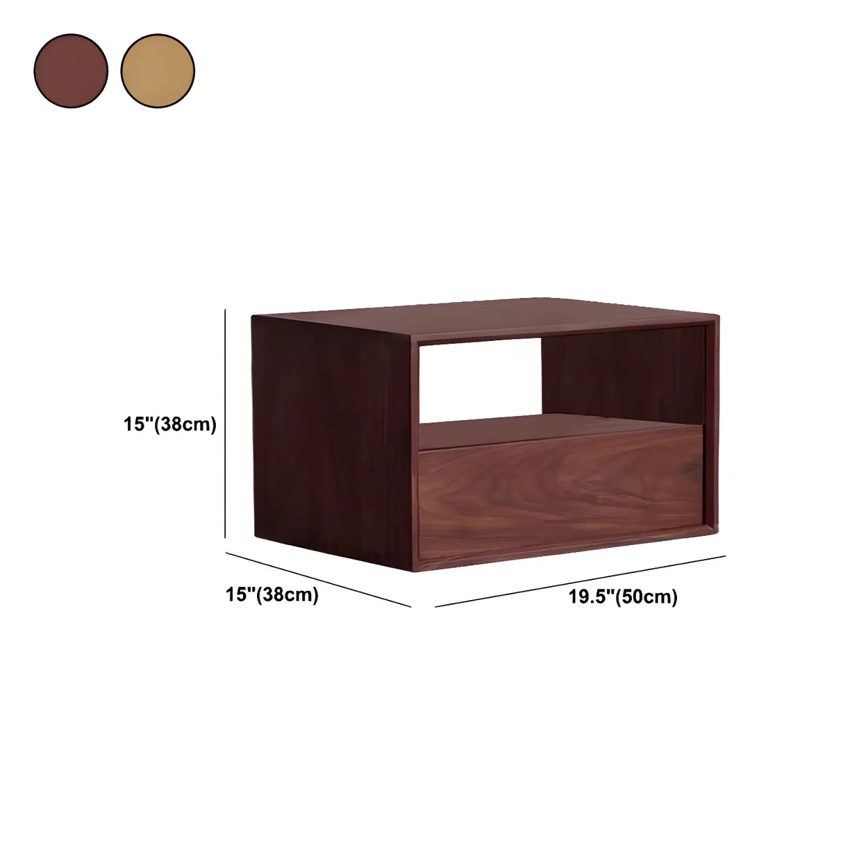 Rectangular Walnut Wood Open Nightstand