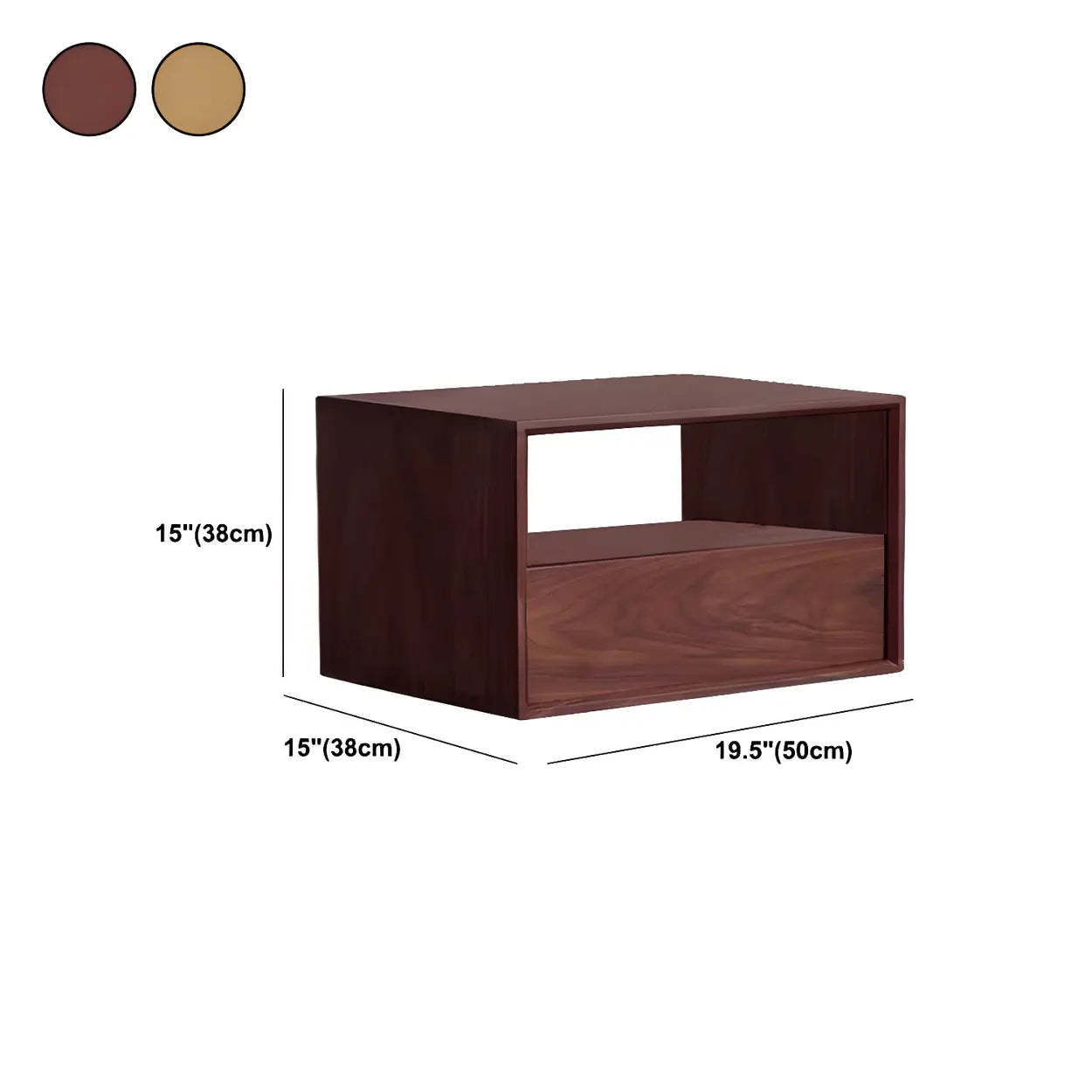 Rectangular Walnut Wood Open Nightstand