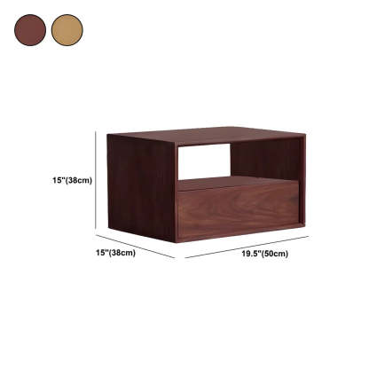 Rectangular Walnut Wood Open Nightstand