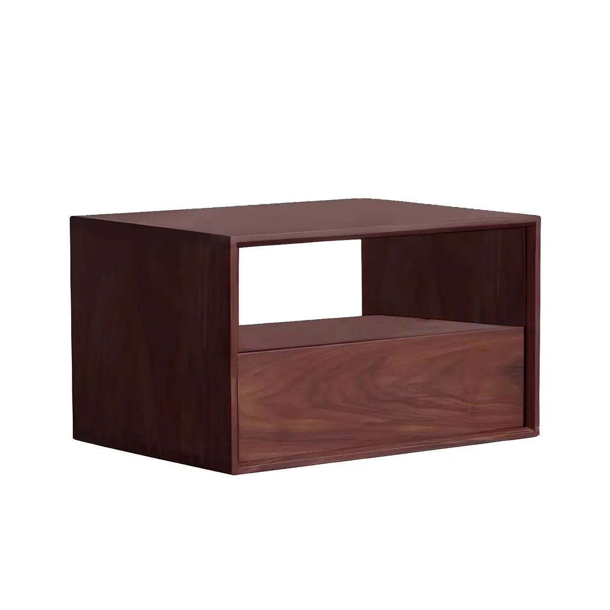 Rectangular Walnut Wood Open Nightstand — Walnut / 2 Piece Set