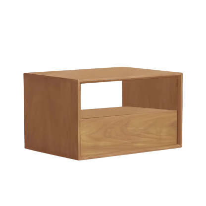 Rectangular Walnut Wood Open Nightstand