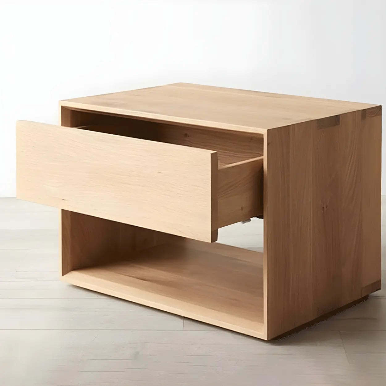Rectangular Walnut Wood Open Nightstand