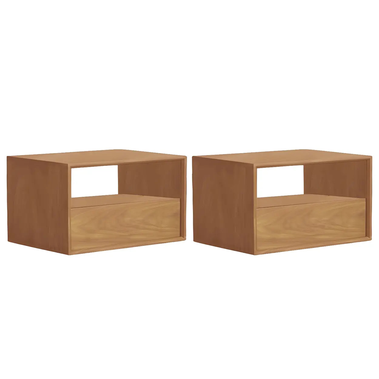 Rectangular Walnut Wood Open Nightstand — Walnut / 1 Piece